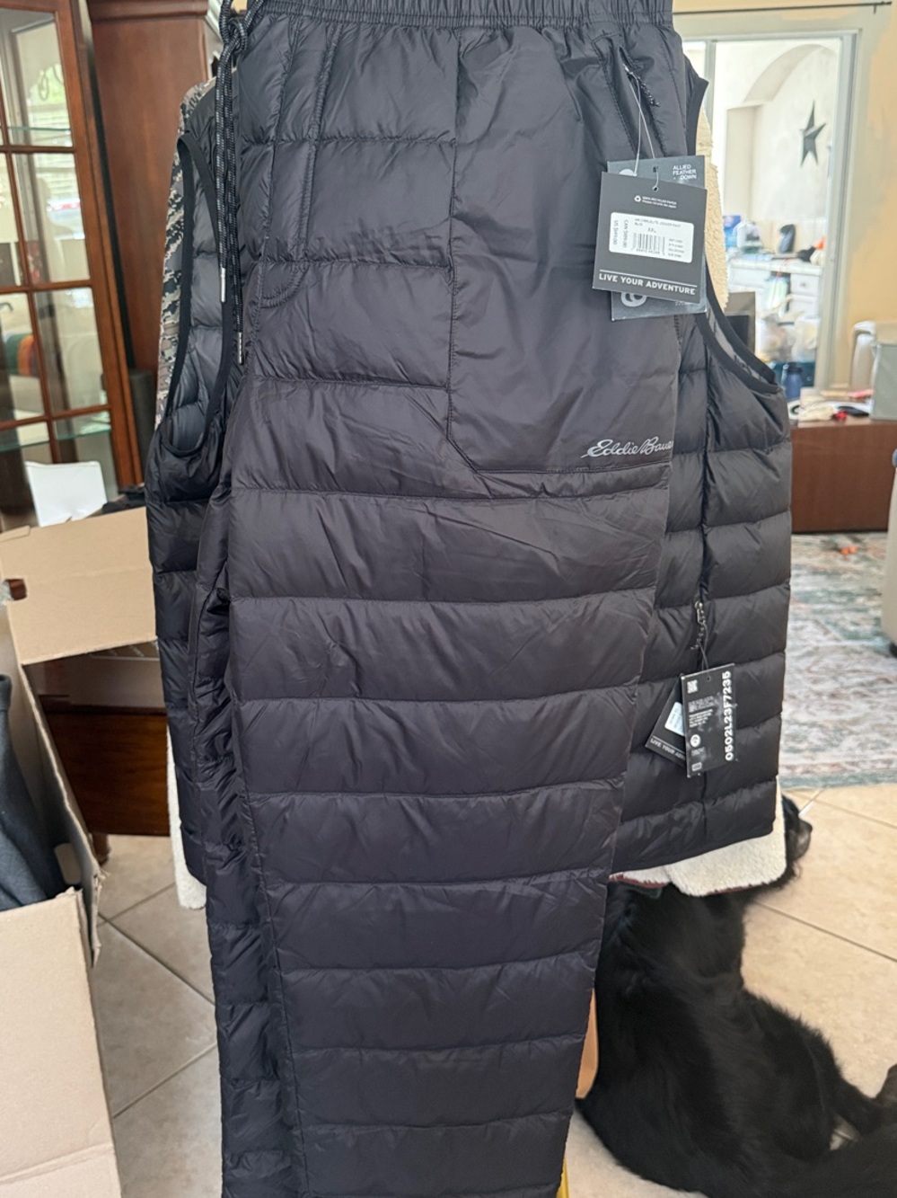 Eddie Bauer Black Quilted Packable Down Pants